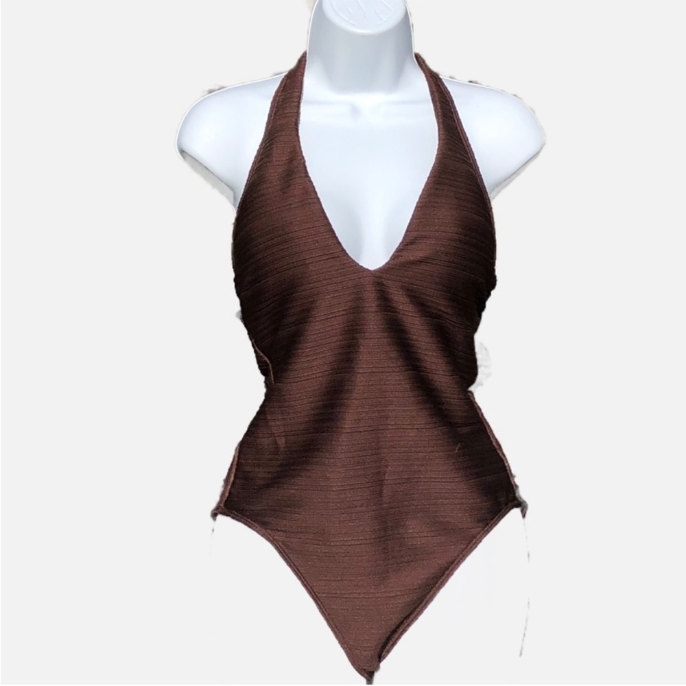 Lauren Ralph Lauren Women’s Low Cut One Piece Swimsuit Bathing Suit Textured L12